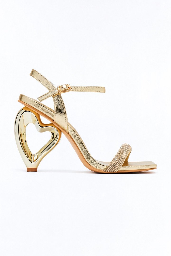 Lover Novelty Heart Heels - Gold