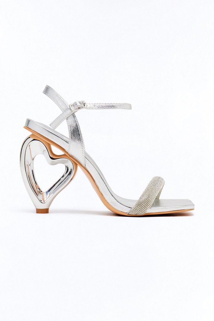 Lover Novelty Heart Heels - Silver