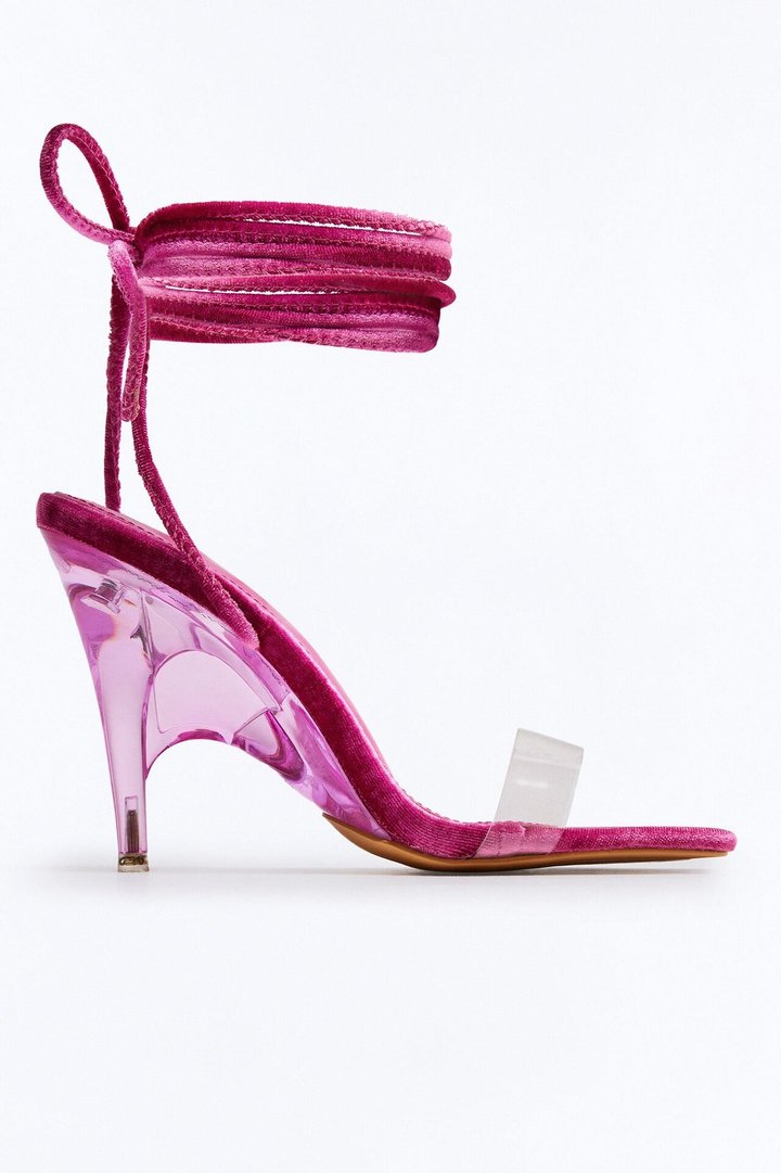 Vani Wrap Up Heels - Hot Pink