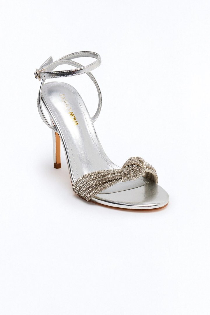 Regan Rhinestone Knot Heels - Silver