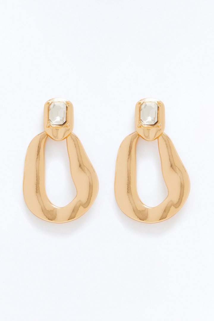 Julie Rhinestone Drop Earrings - Gold