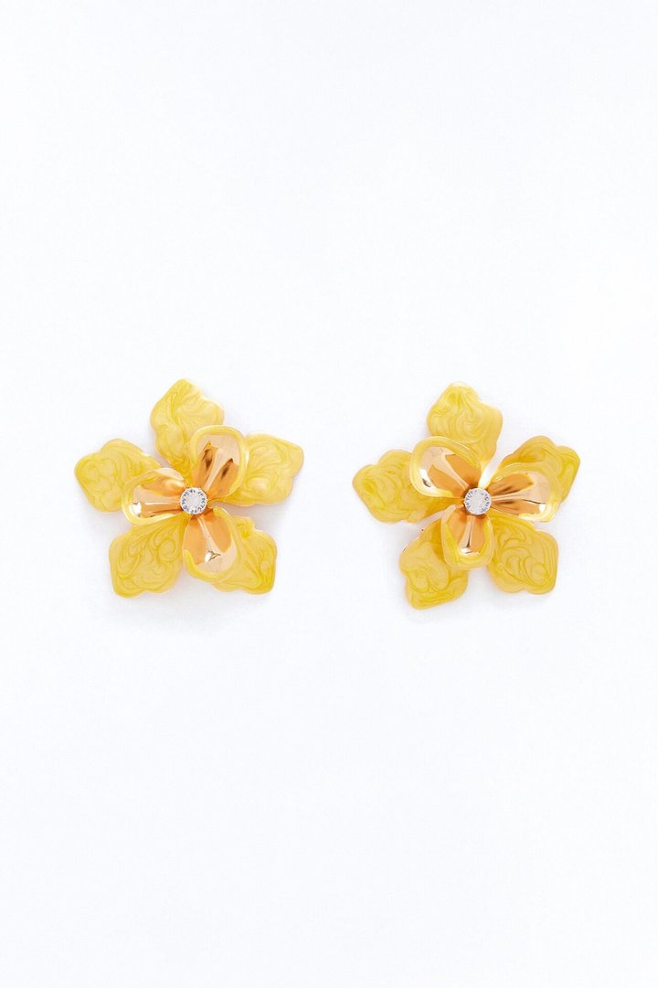 Island Hibiscus Stud Earrings - Yellow