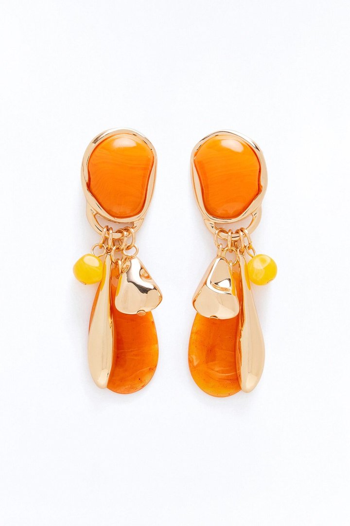 Seaside Spritz Jeweled Earrings - Gold/Orange