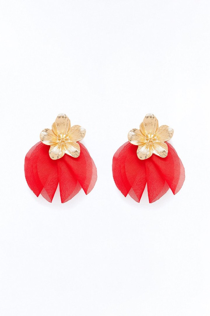 Romance Me Away Earrings - Gold/Red