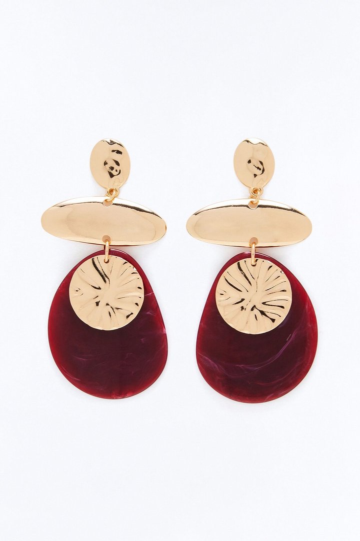 Aura Shine Acrylic Earrings - Gold/Red