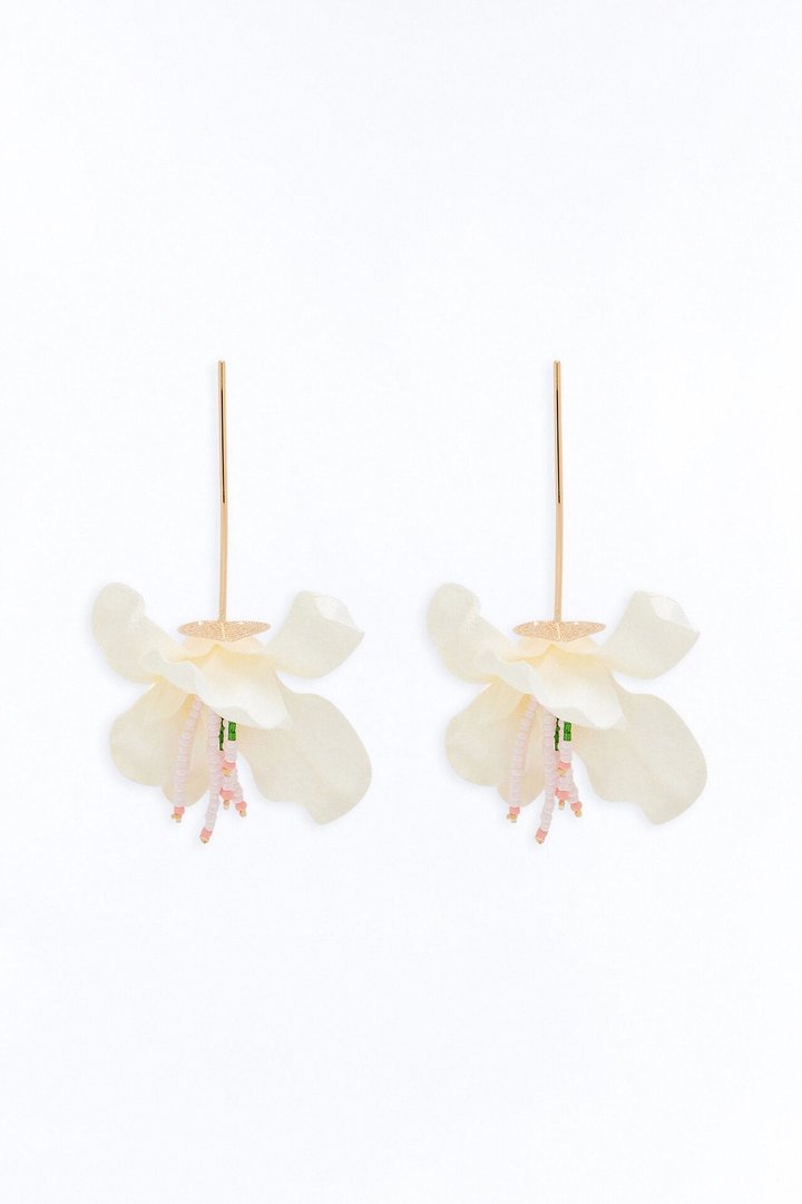 Lucia Floral Drop Earrings - White/combo