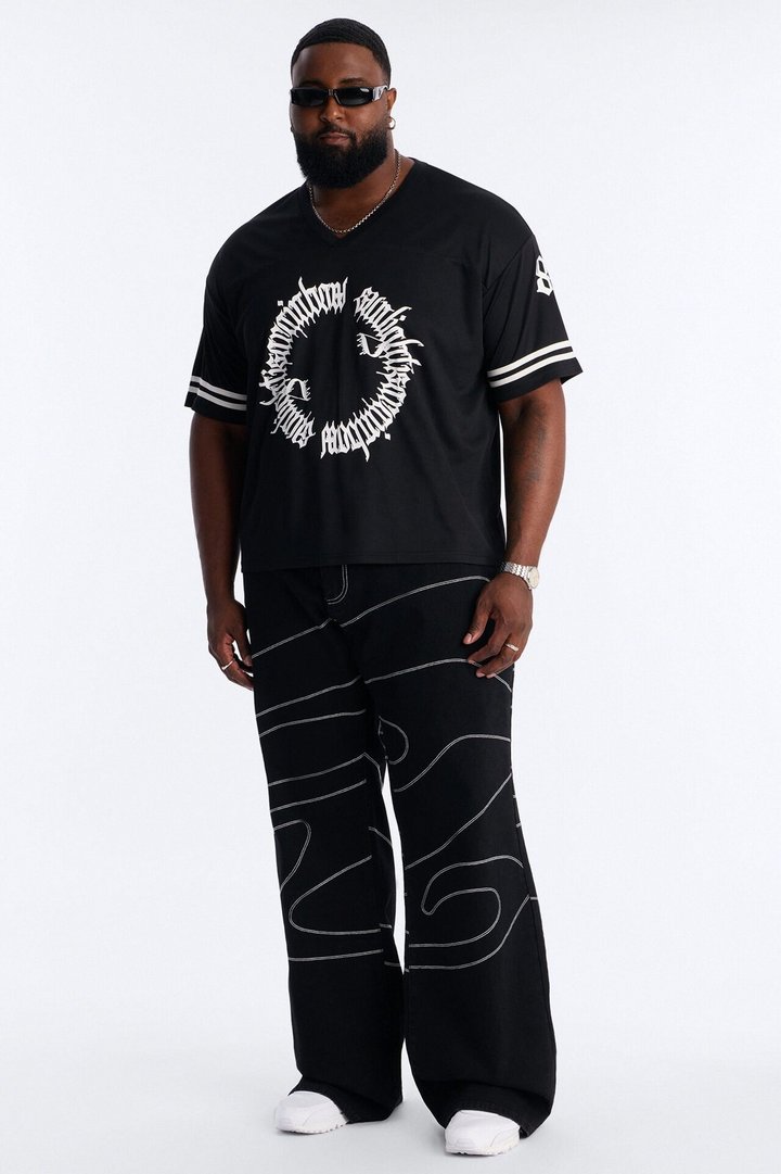 Lasso Embroidered Stacked Slim Flare Jeans - Black