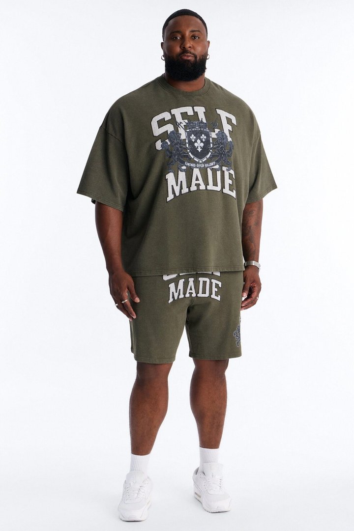 Self Made Patch Oversized French Terry Tee - Hunter Green