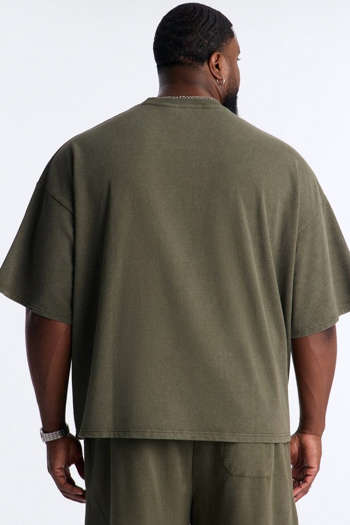 Self Made Patch Oversized French Terry Tee - Hunter Green