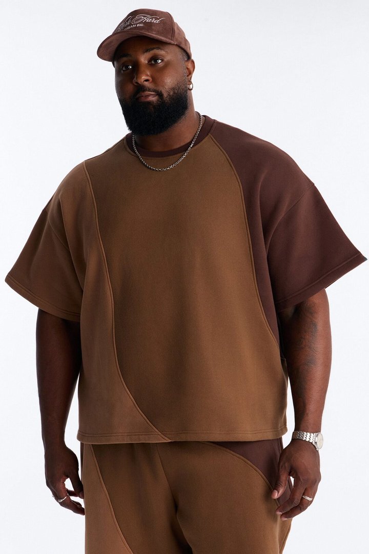Oversized Neapolitan Paneled Sweatshirt - Brown/combo