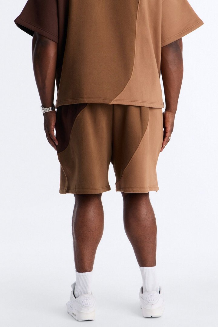 Neapolitan Paneled Relaxed Sweatshort - Brown/combo