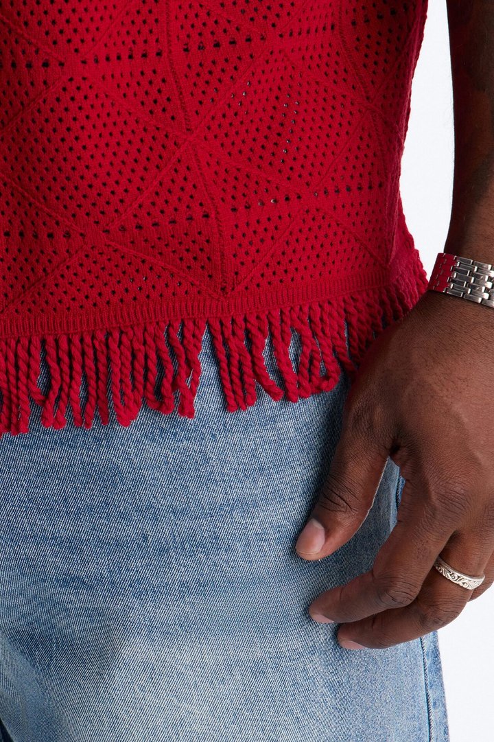Cabana Tassel Fringe Tank - Red