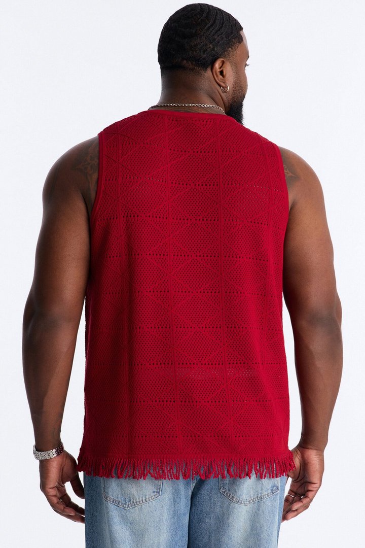 Cabana Tassel Fringe Tank - Red
