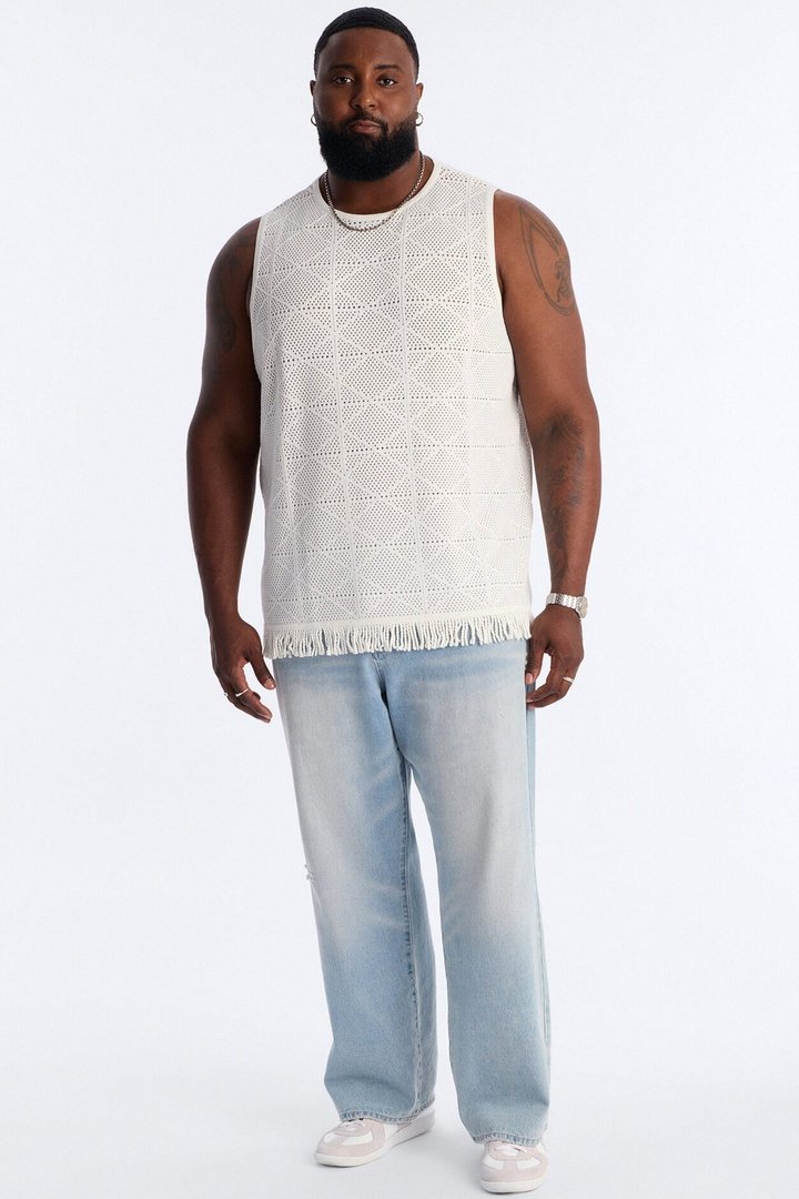 Cabana Tassel Fringe Tank - White