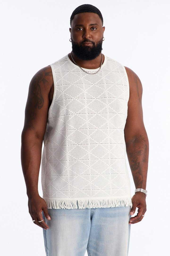 Cabana Tassel Fringe Tank - White