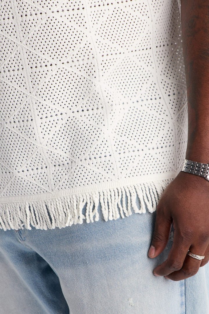 Cabana Tassel Fringe Tank - White