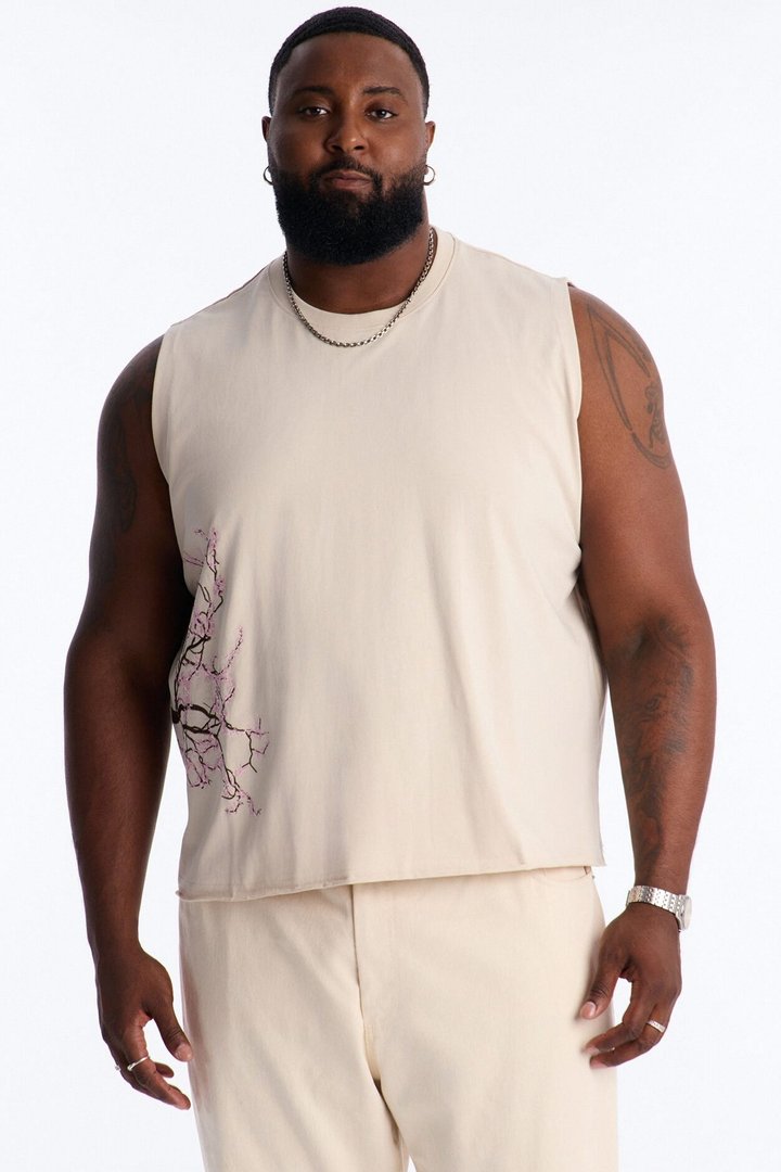 Sakura Dusk Muscle Tank - Stone/Combo