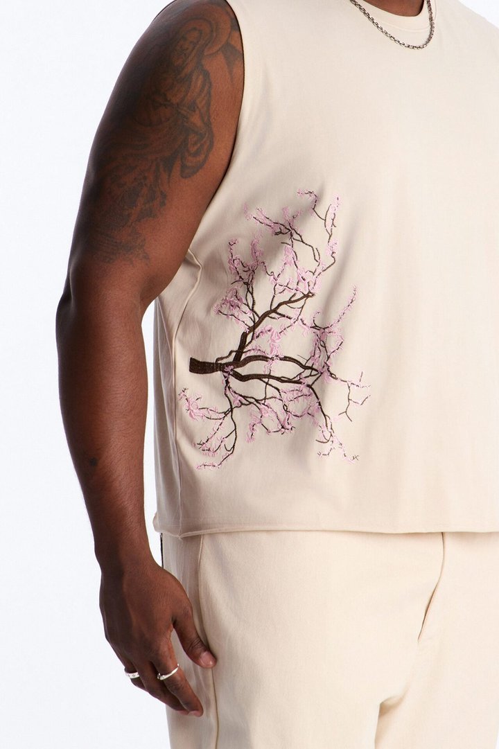 Sakura Dusk Muscle Tank - Stone/Combo