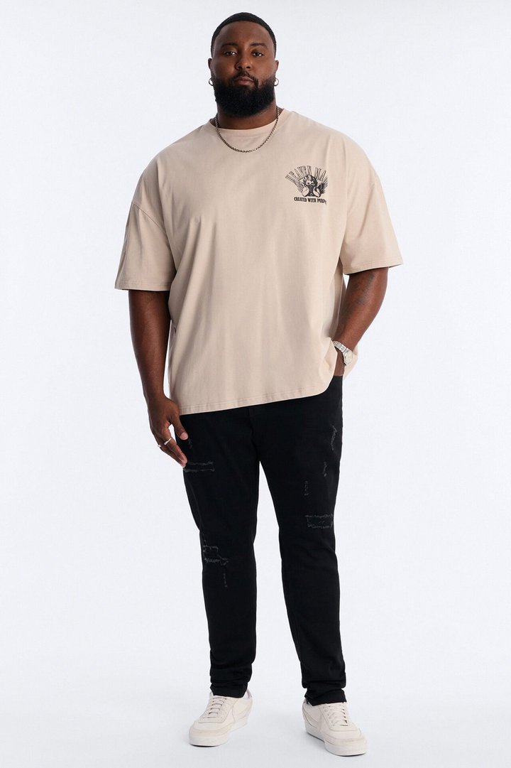 Heaven Made Heavy Weight Oversized Short Sleeve Tee - Taupe