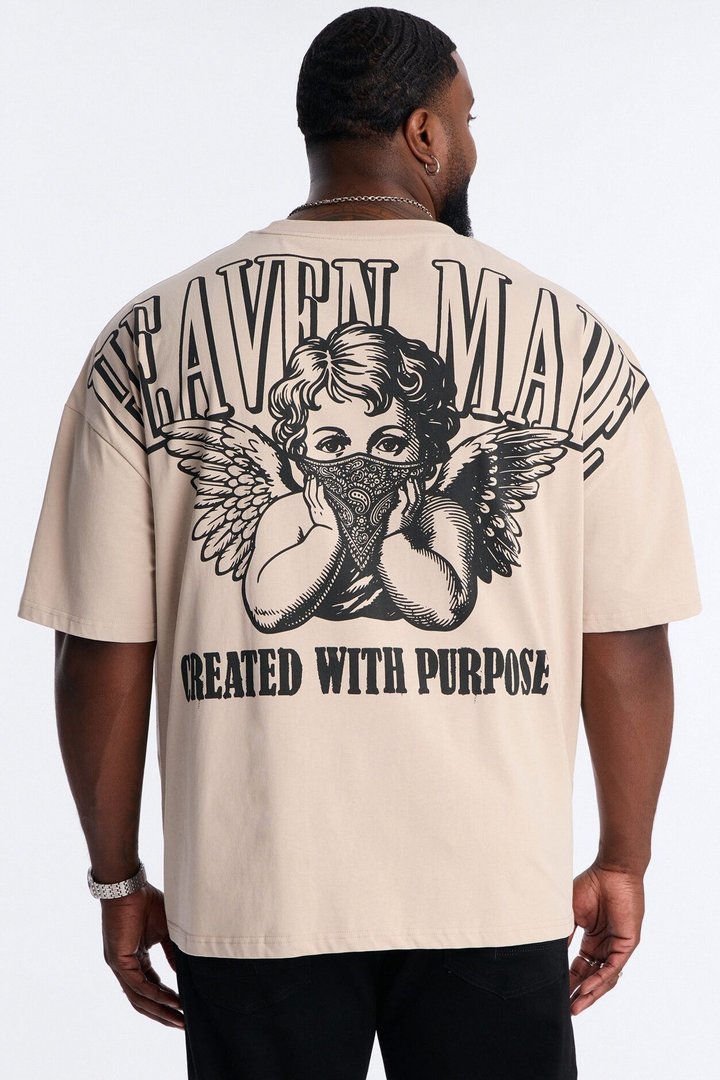 Heaven Made Heavy Weight Oversized Short Sleeve Tee - Taupe