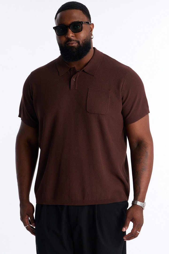 Everyday Pocket Pique Polo - Brown