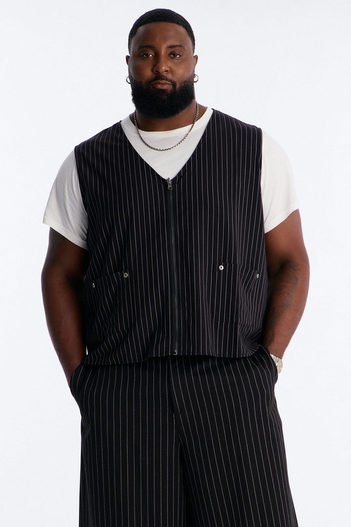 Maison Tailored All Over Pocket Belvedere Vest - Black