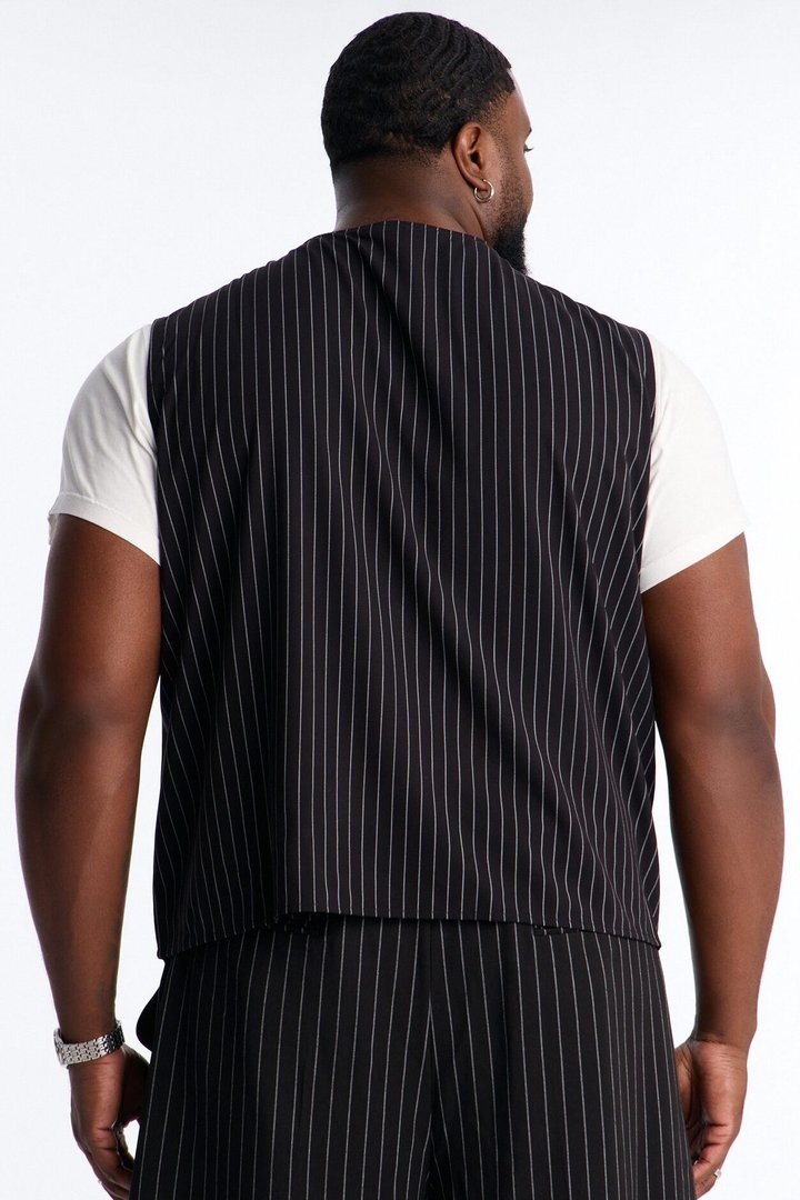 Maison Tailored All Over Pocket Belvedere Vest - Black