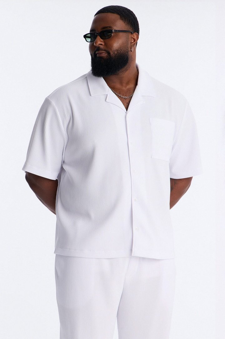 Show Up Short Sleeve Cuban Shirt - White