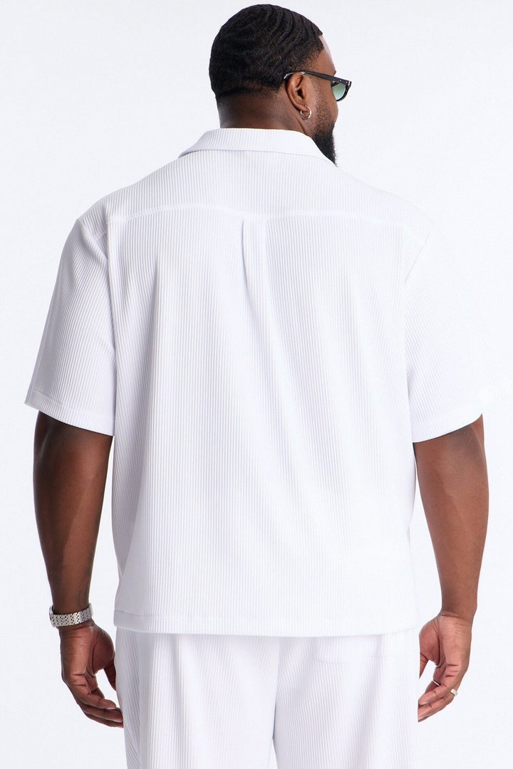 Show Up Short Sleeve Cuban Shirt - White