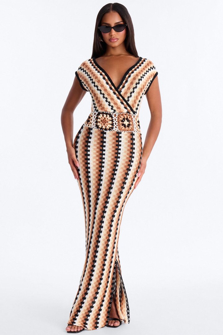 Palm Royale Sweater Maxi Dress - Taupe/combo