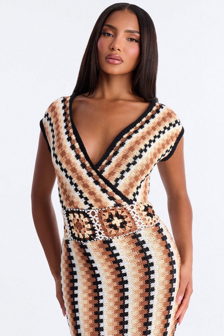 Palm Royale Sweater Maxi Dress - Taupe/combo