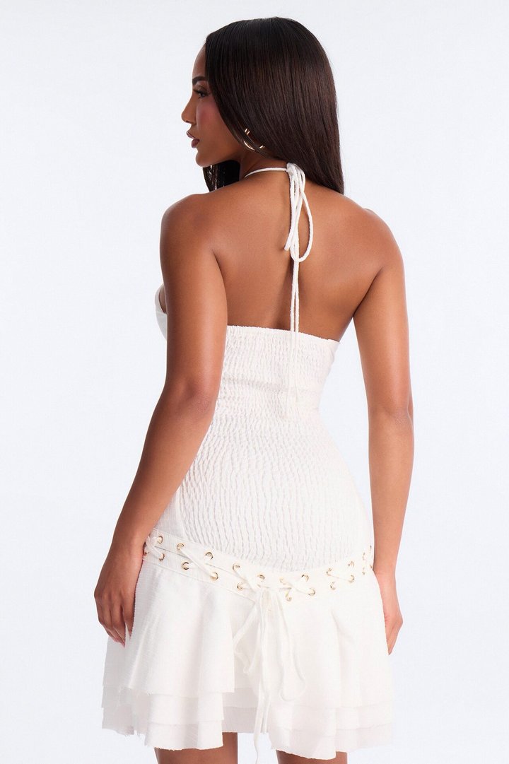 Tall Rayna Sleeveless Textured Mini Dress - White