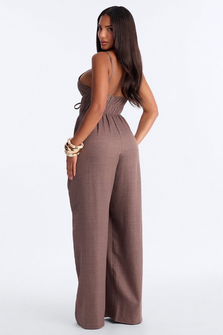 Chic To Brunch Wide Leg Jumpsuit - Brown
