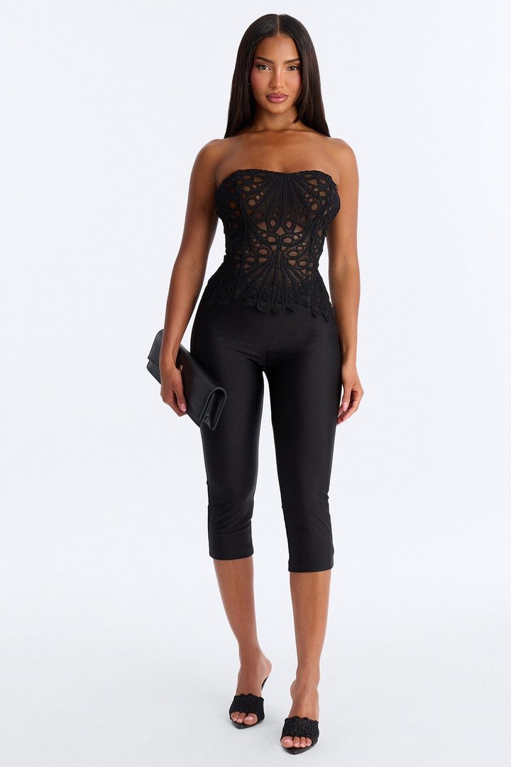 Salt Air Therapy Ombre Eyelet Corset - Black