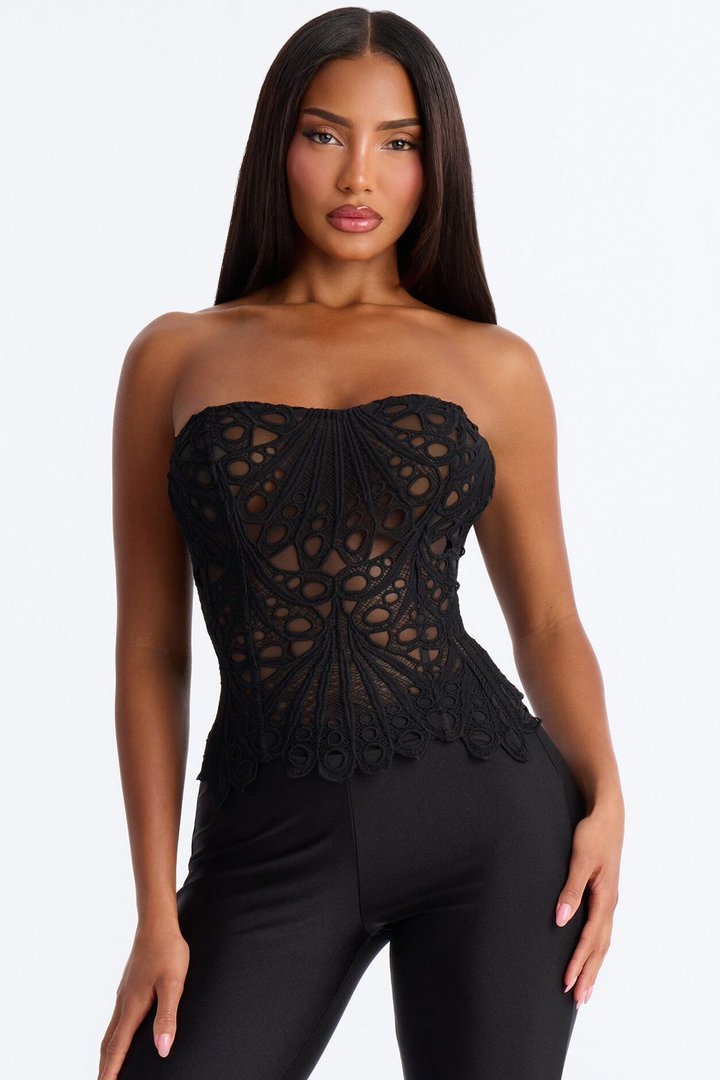 Salt Air Therapy Ombre Eyelet Corset - Black