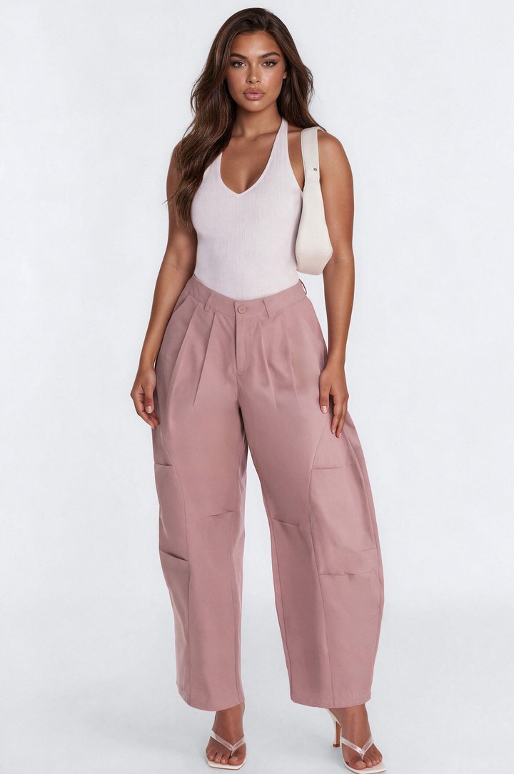 Cooler Than You Barrel Leg Pant 30″ - Blush