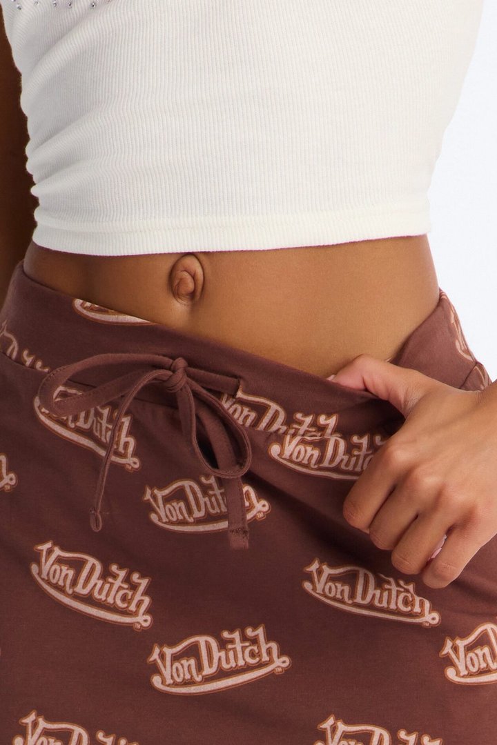 Von Dutch All Over Mini Skirt - Brown