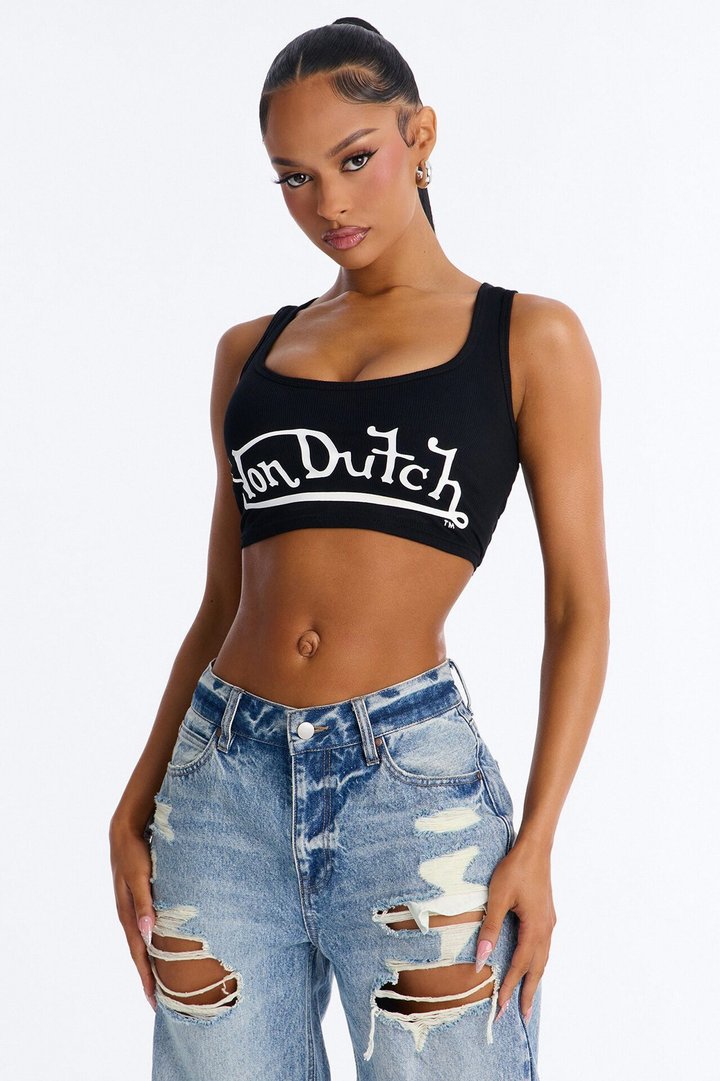Von Dutch Crop Tank - Black