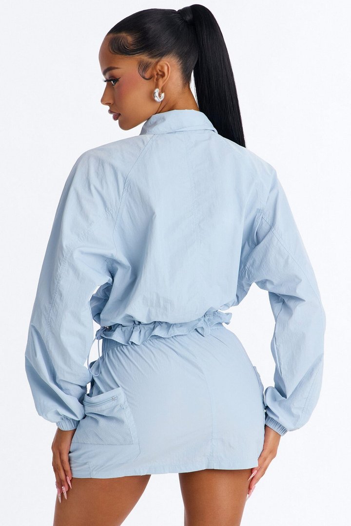 Stay Cool Cropped Windbreaker Jacket - Blue