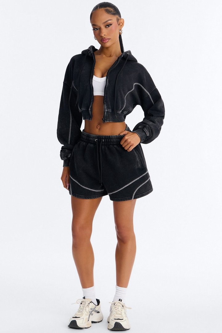 Norah Washed Lounge Short - Black