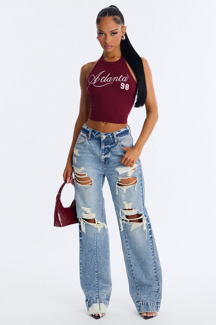 Atlanta Halter Top - Burgundy
