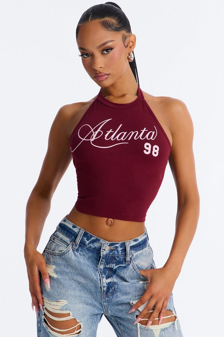 Atlanta Halter Top - Burgundy