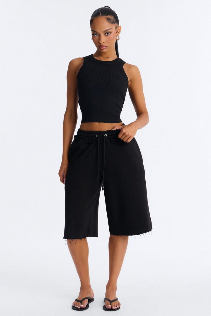 Laura Fleece Jort Set - Black