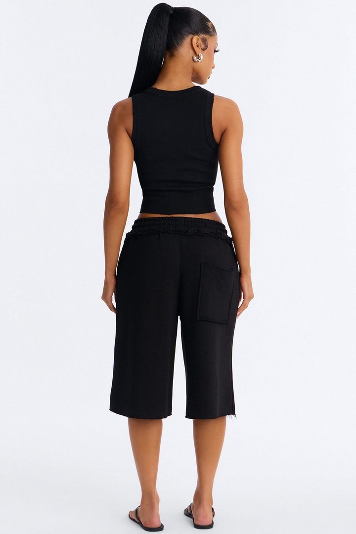 Laura Fleece Jort Set - Black