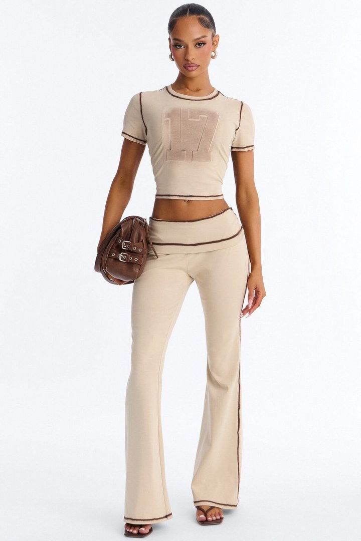17 Again Washed Short Sleeve Pant Set - Taupe/combo