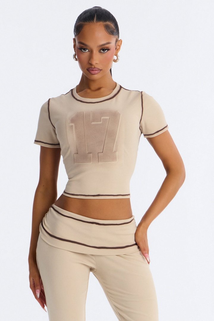 17 Again Washed Short Sleeve Pant Set - Taupe/combo