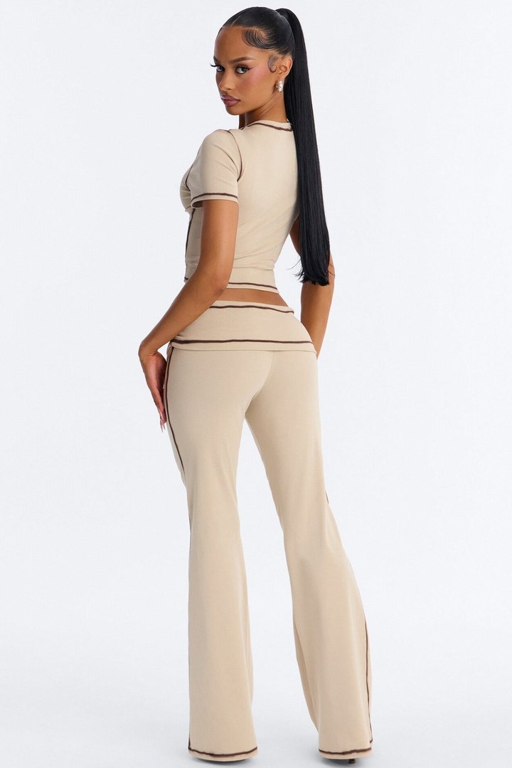 17 Again Washed Short Sleeve Pant Set - Taupe/combo