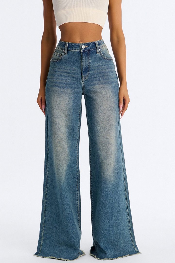 City Girl Stretch Wide Leg Jeans - Vintage Wash