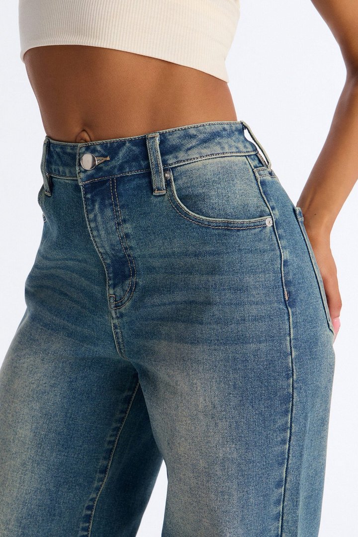 City Girl Stretch Wide Leg Jeans - Vintage Wash