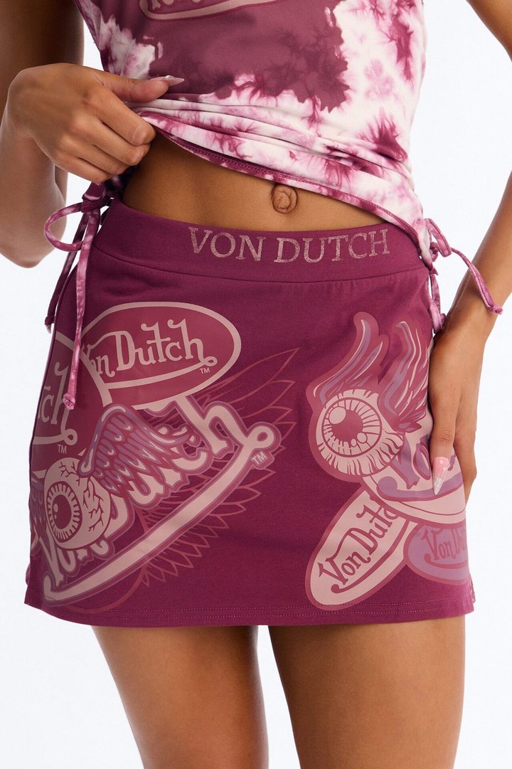 Von Dutch Mini Skirt - Burgundy